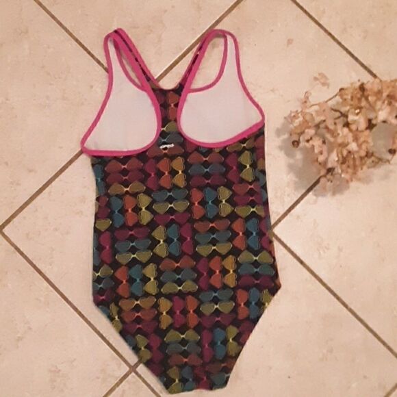 SPEEDO ONE PIECE GIRLS MULTICOLOR HEART SUNGLASSES RACERBACK SWIMSUIT 12 - Picture 4 of 7